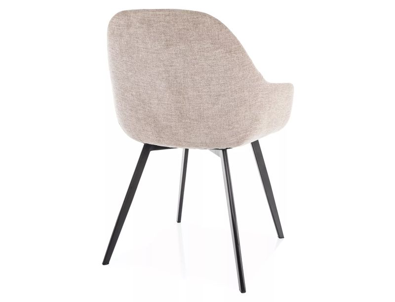 Jedálenská stolička, béžová látka, nohy kov čierny, VINTO BREGO