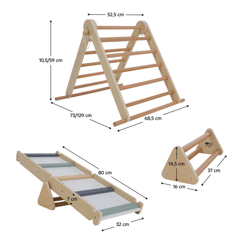 Montessori Piklerovej trojuholník 3v1, prírodný, mix farieb, OPRIN