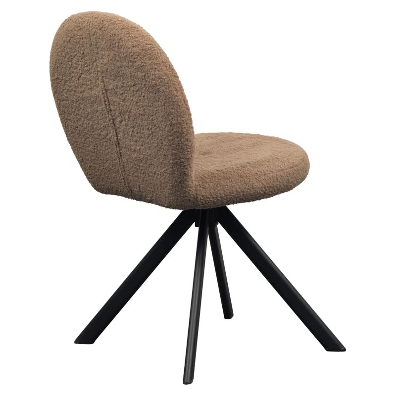 Jedálenská stolička, svetlohnedá látka bouclé, nohy kov čierny, RODIA