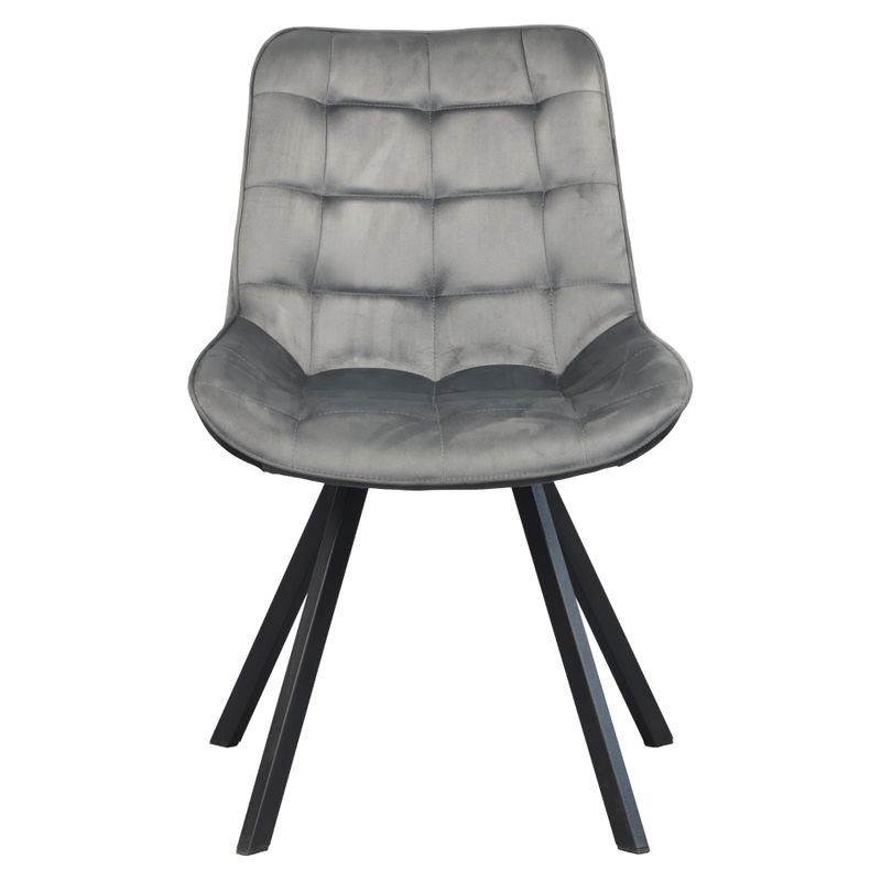 Jedálenská stolička, tmavosivá Velvet látka, nohy kov čierny, SAMIRA