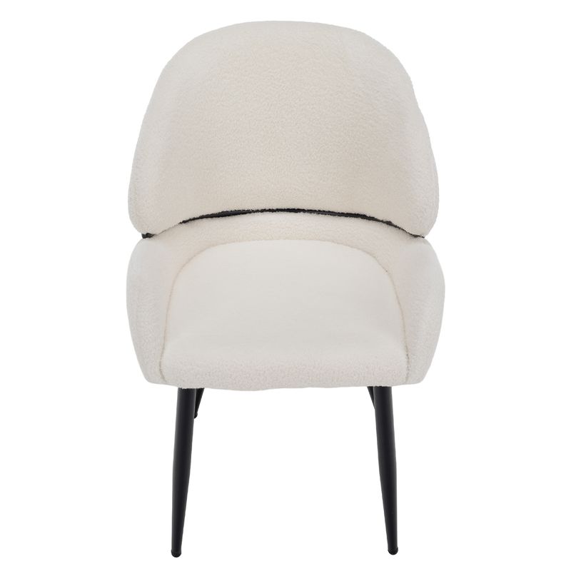 Jedálenská stolička, biela látka bouclé, nohy kov čierny, SANAKO TYP 1