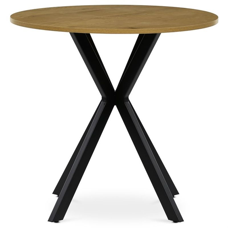 Jedálenský stôl, okrúhly, 80cm, MDF, kov, divoký dub, HT-F4108 OAK