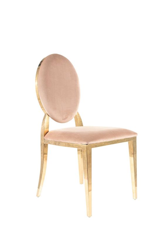 Jedálenská stolička, béžová látka, nohy gold chróm zlatý, KING VELVET