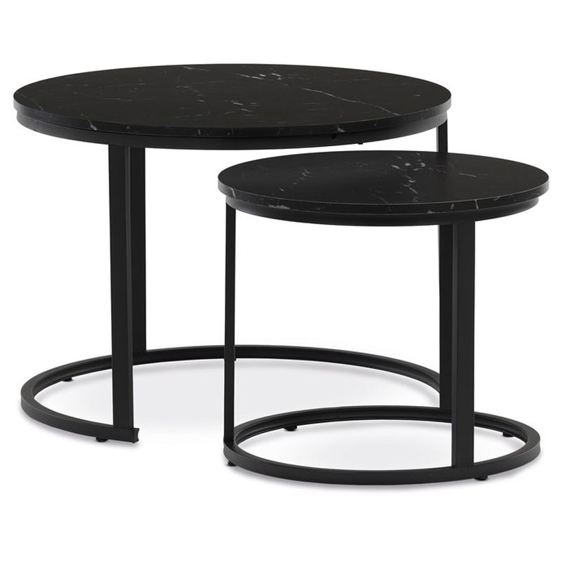 Set konferenčných stolíkov, 70x70cm, MDF, čierny, CT-X7122 BK