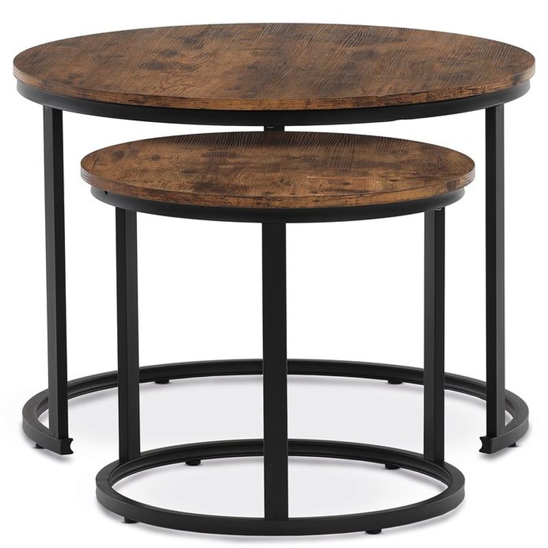 Set konferenčných stolíkov, 70x70cm, MDF, staré drevo, CT-X7122 OLW