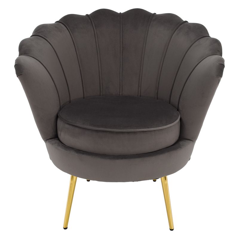 Kreslo Art-deco, kov gold chróm zlatý, sivohnedá Velvet látka, NOBLEO