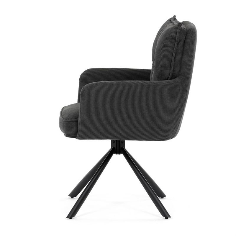 Jedálenská stolička, sivá, manšestrová, látka, HC-X1128 GREY2