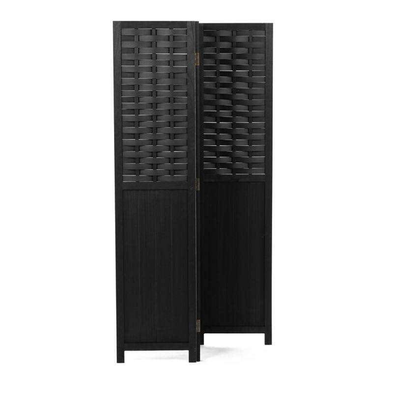 Paraván, 121cm, masív, čierny, EF-L145 BK