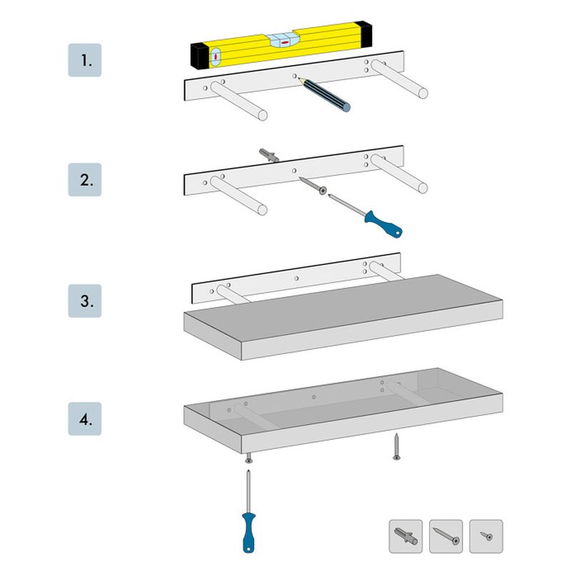 Nástenná polička, 60x24cm, MDF, hnedá, P-001 OLW