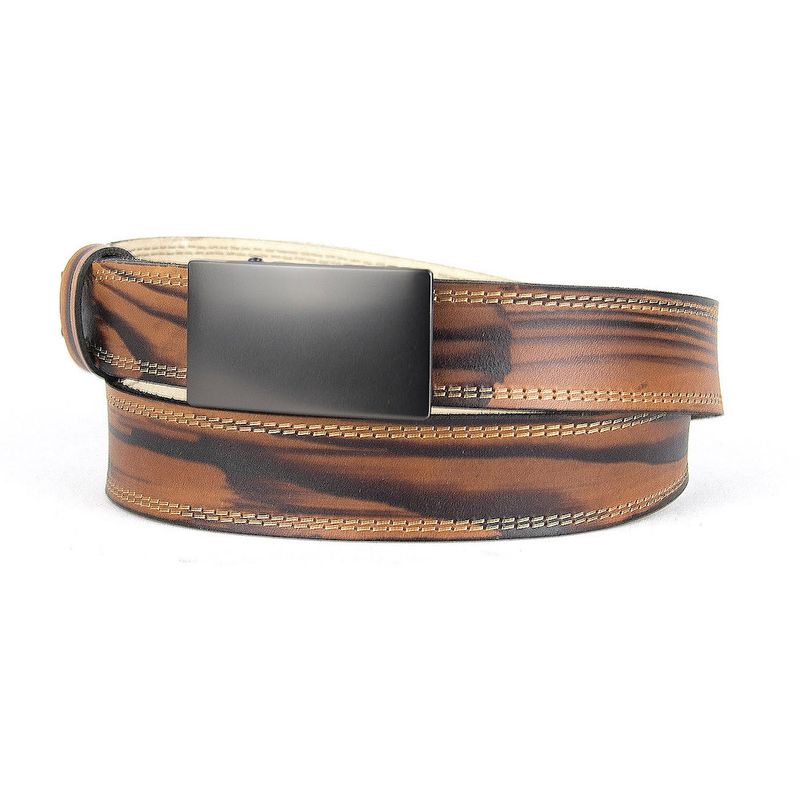 Kožený ručne maľovaný opasok, pracka s brzdou, 126cm, Limitovaná edícia 07