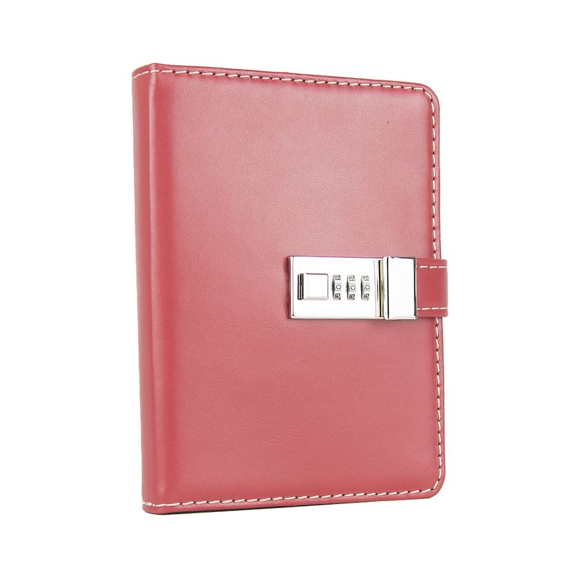 Kožený zápisník MIDDLE s číselným zámkom v červenej farbe