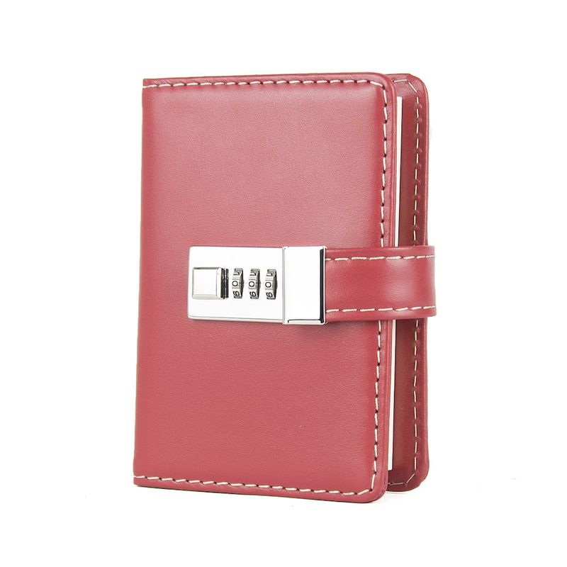 Kožený zápisník MINI s číselným zámkom v červenej farbe