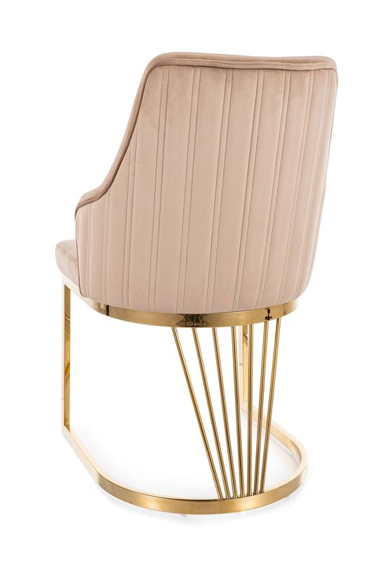 Jedálenská stolička, béžová látka, nohy gold chróm zlatý, ALURE VELVET