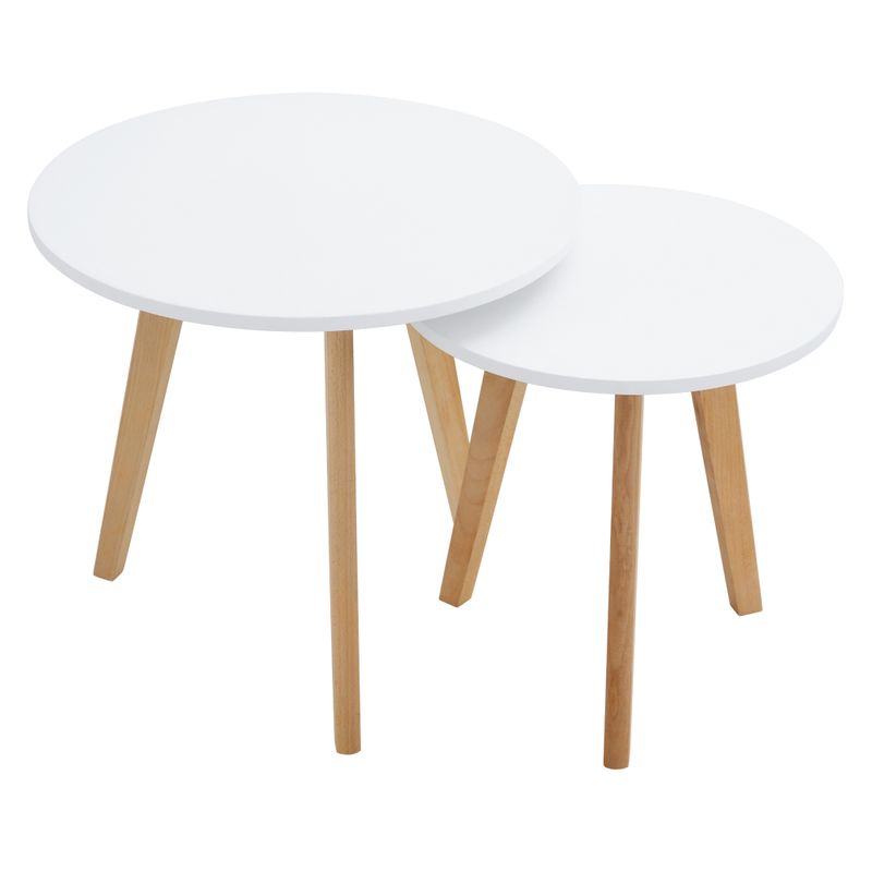 Sada 2 konferenčných stolíkov, 50x50cm, biely, buk, MALTO 2 NEW