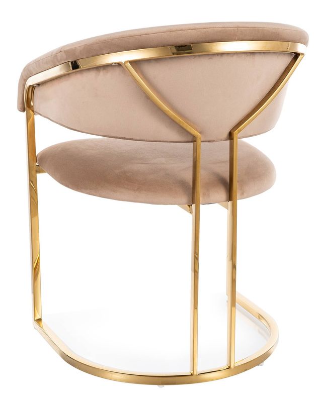 Jedálenská stolička, béžová látka, nohy gold chróm zlatý, TULIPE VELVET