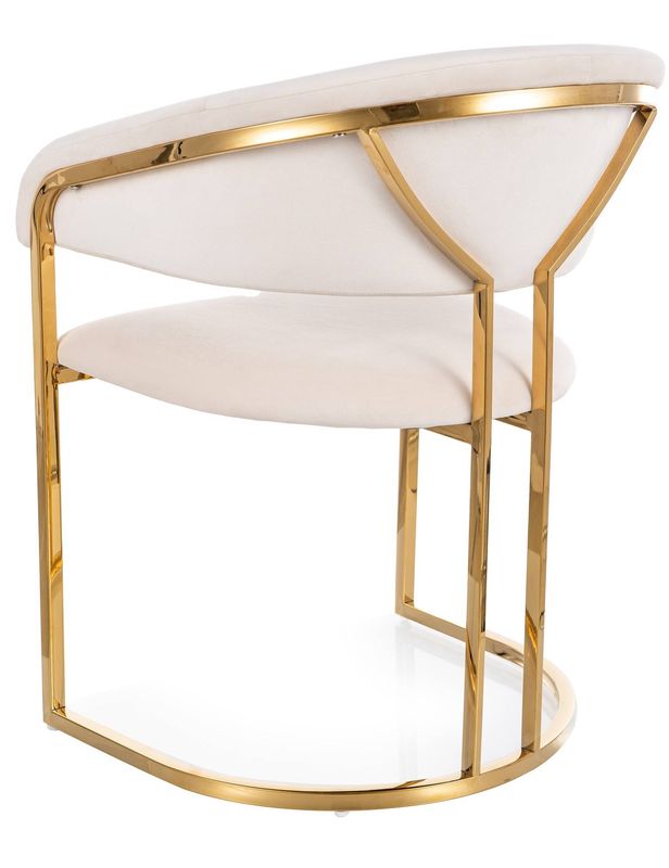 Jedálenská stolička, svetlobéžová látka, nohy gold chróm zlatý, TULIPE VELVET