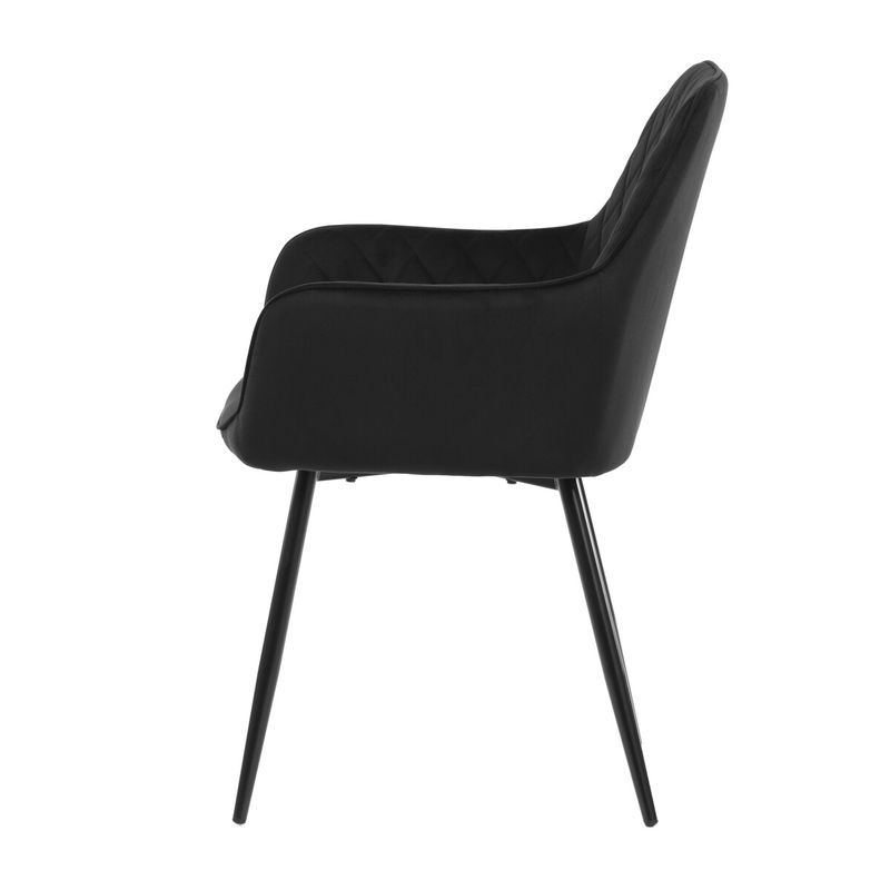 Jedálenská stolička, čierna, zamatová, látka, DCH-215 BK4