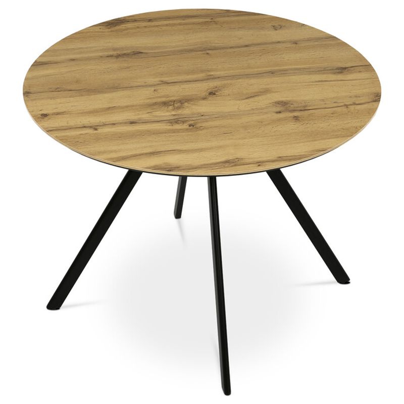 Jedálenský stôl, okrúhly, 100cm, lamino, kov, dub, HT-R5010 OAK