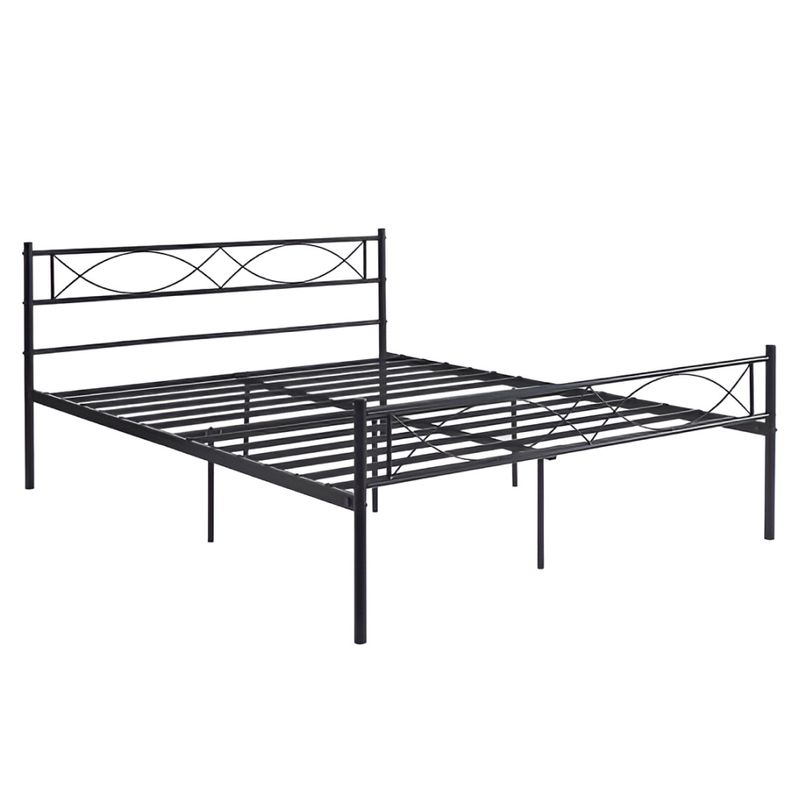 Manželská posteľ, 180x200, s roštom, kovová, čierna, STELVIA