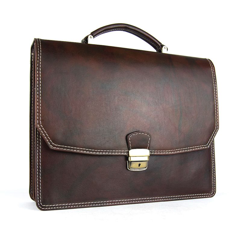Kožená aktovka č.7897, ručne tamponovaná v tmavo hnedej farbe