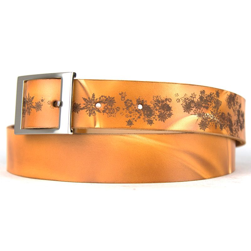Maľovaný a gravírovaný kožený opasok - Vločky, 136cm, Limitovaná edícia 09