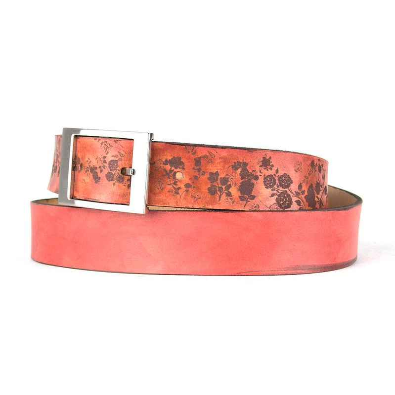 Maľovaný a gravírovaný kožený opasok - Kvety, 137cm, Limitovaná edícia 10