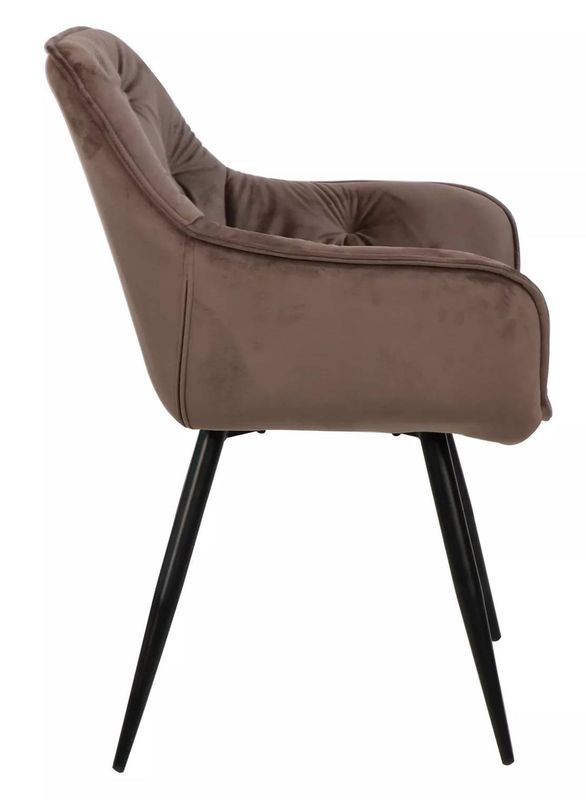 Jedálenská stolička, cappuccino látka, nohy kov čierny, CHERRY VELVET