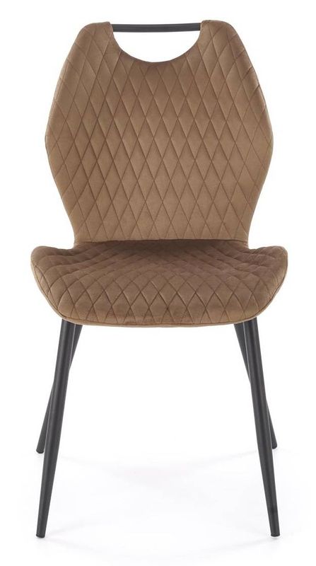 Jedálenská stolička, béžová látka, nohy kov čierny, K-569