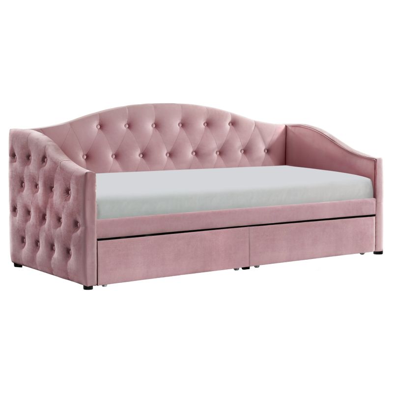 Posteľ, 90x200, s roštom, ružová látka, ZASKA