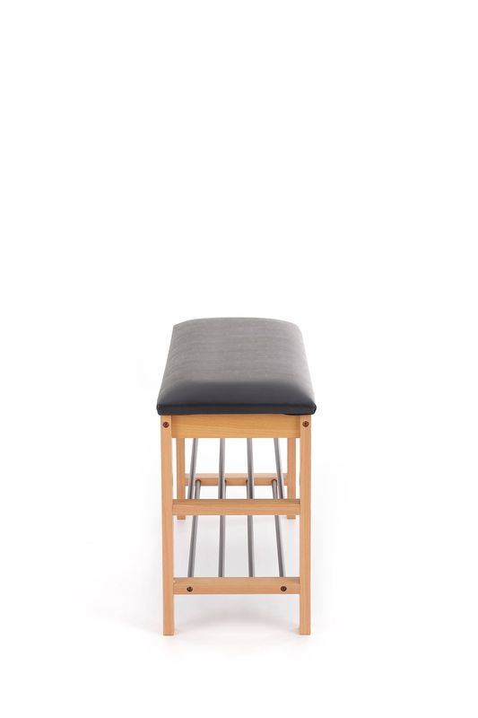 Botník s lavicou, 81cm, prírodný, čierny, ST-11