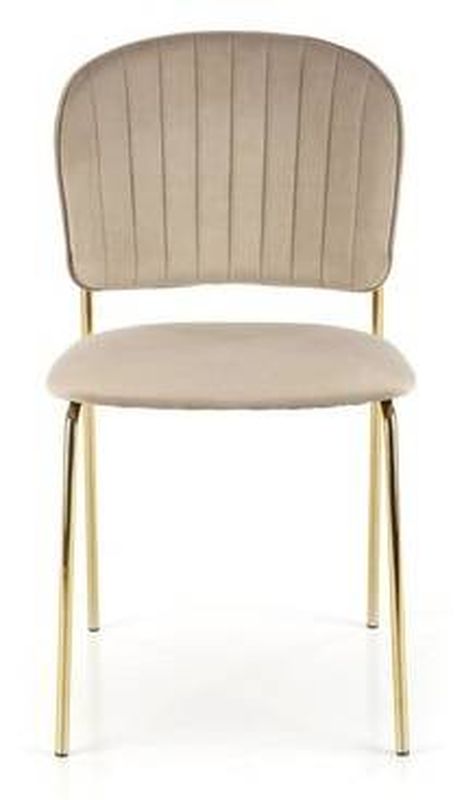 Jedálenská stolička, béžová látka, nohy gold chróm zlatý, K-499
