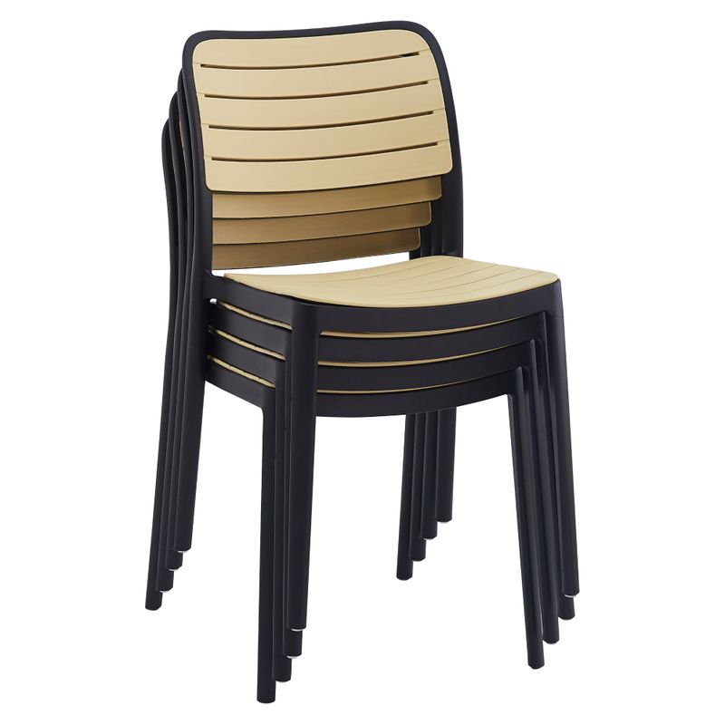 Stohovateľná stolička, čierny a béžový plast, KARDOS TYP 1