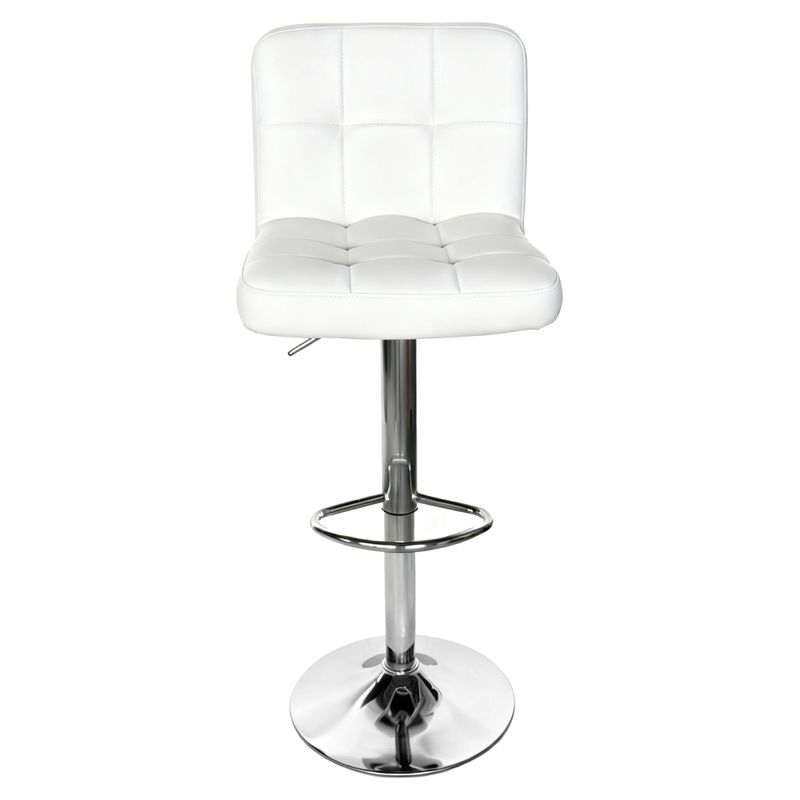 Barová stolička, biela ekokoža, noha chróm, KANDY 2 NEW