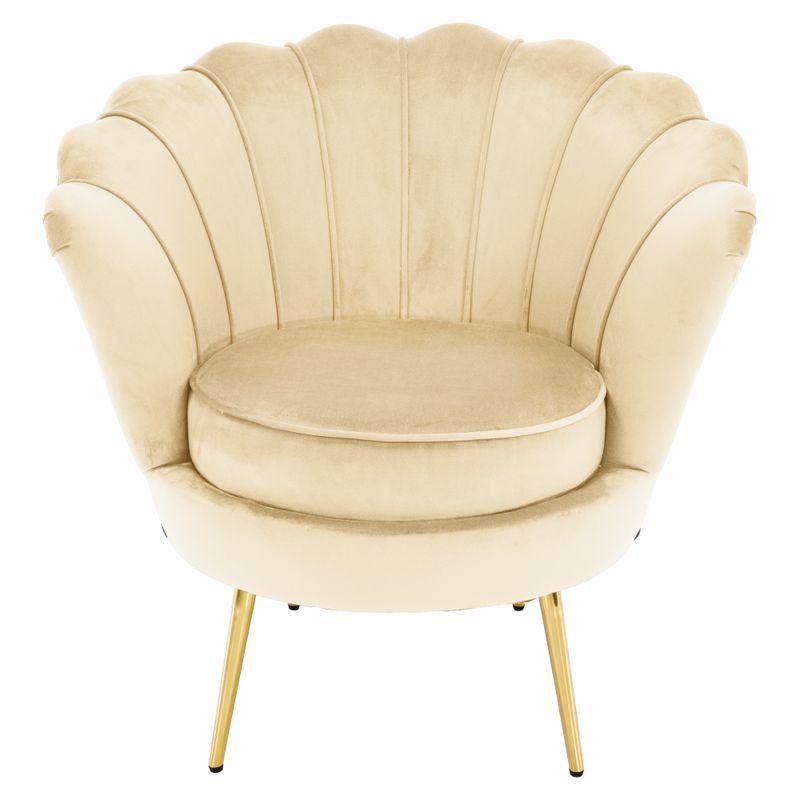 Kreslo Art-deco, béžová Velvet látka, kov gold chróm zlatý, NOBLEO