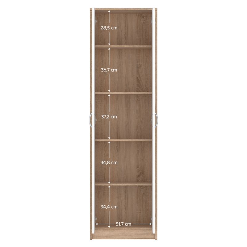 Skriňa, 55cm, policová, dub sonoma, biela, VIRA-MECKI NEW