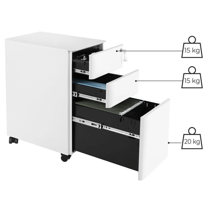 Kancelársky kontajner 30x46x59cm, kov, biela, AUK-E1130 WT