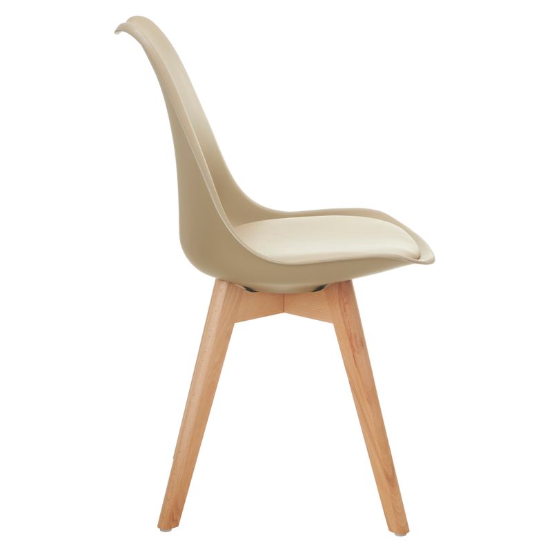 Stolička jedálenská, cappucino plast a ekokoža, nohy buk, BALI 3 NEW