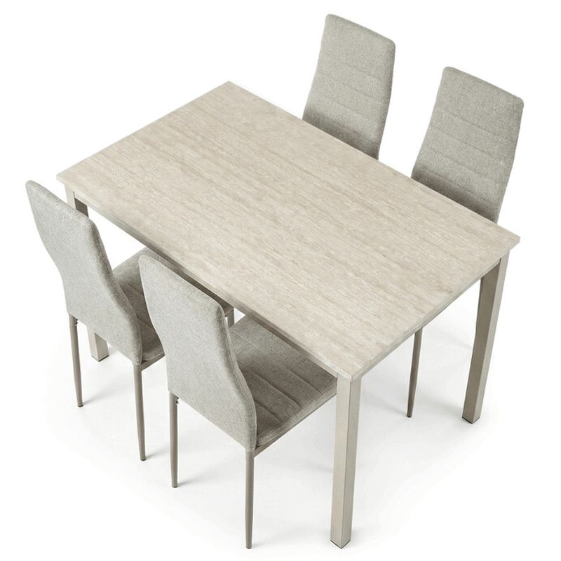 Jedálenský set 1+4, 110x70cm, MDF, travertín, látka krémová, ASE-1039 CRM2