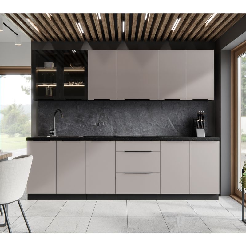 Skrinka na rúru, 60cm, cashmere, čierna, ARAKA 60 DP-210 2F