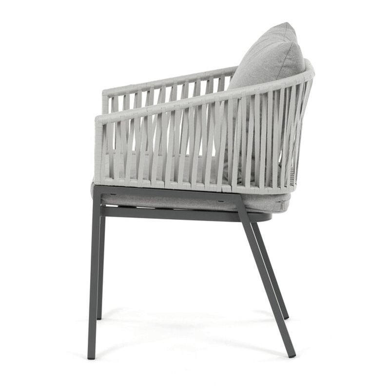 Záhradná stolička, kov, polyratan, sivá, AZC-S1430 GREY