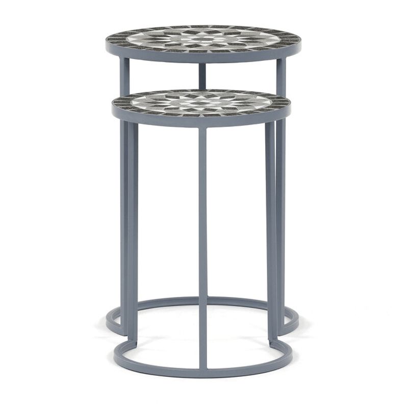 Stojan na kvety, sada 2 ks, kov, keramika, sivá, US1501