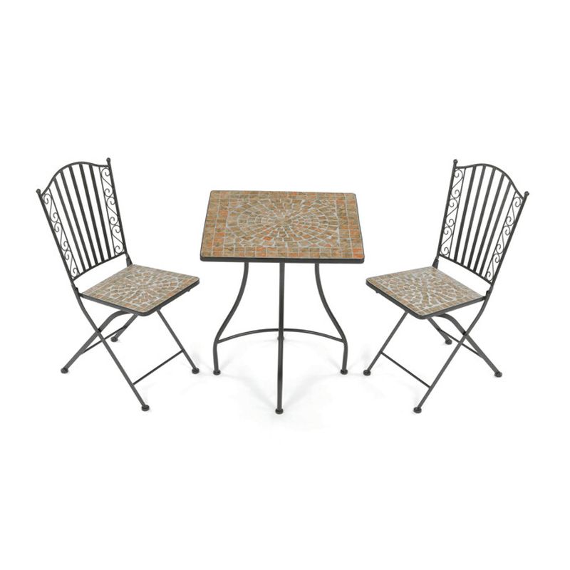 Záhradný set 1+2, čierny, kov, keramická mozaika, US1700 SET