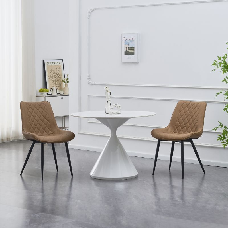 Jedálenská stolička, svetlohnedá ekokoža, nohy čierny kov, HARLAN