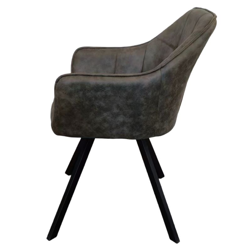 Otočné jedálenské kreslo, zelená látka, kov čierny, SAMANTA