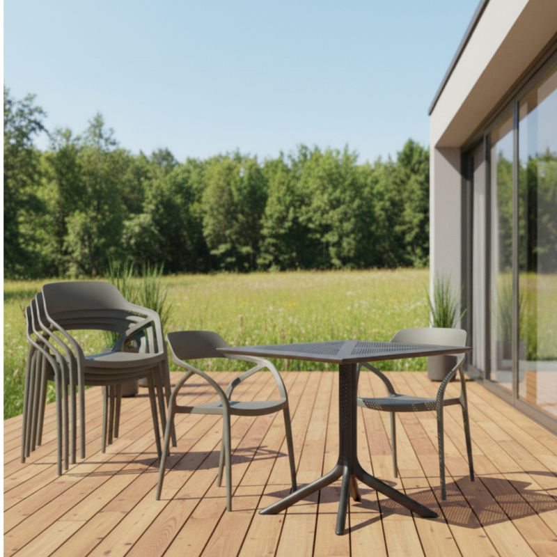 Stohovateľná stolička, sivý plast, ALFIO