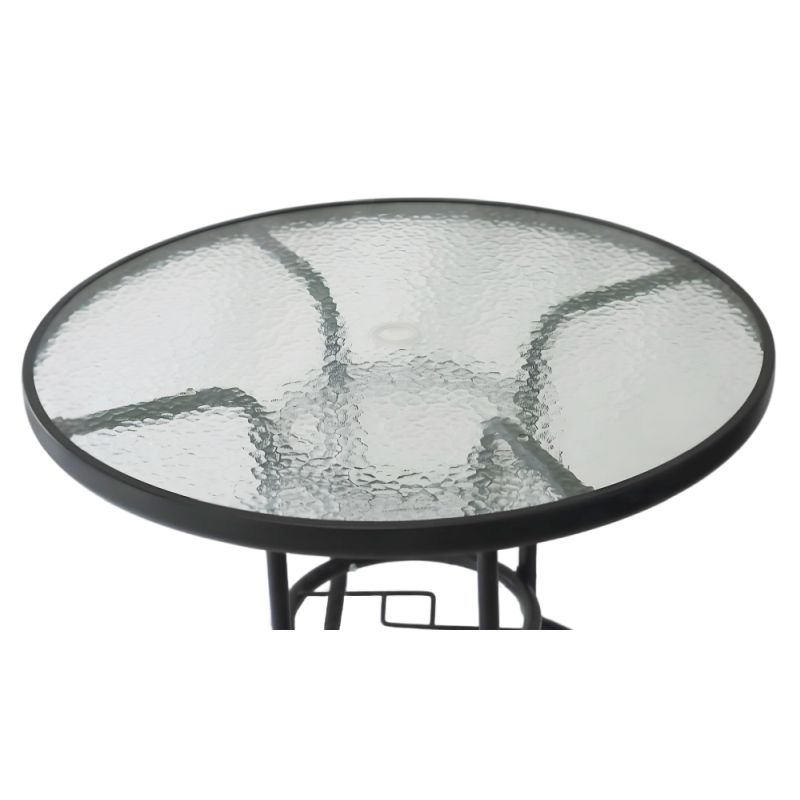 Jedálenský stôl, okrúhly 80cm, sklo, čierny, BORGEN NEW TYP 2