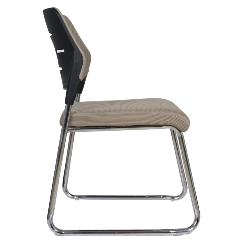 Zasadacia stolička, svetlohnedá sieťovina, kov chróm, KLEDI