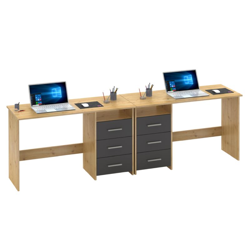 PC stôl, 123x50cm, dub artisan, grafit, LARISTOTE NEW