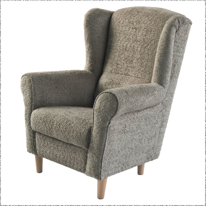 Kreslo, ušiak, sivobéžová Taupe látka Coral, CHARLOT