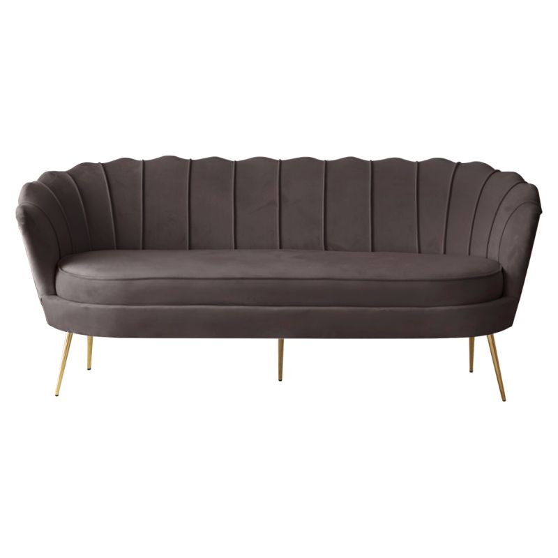 Luxusná pohovka, 3-sed, sivohnedá Velvet látka, zlatá, NOBLEO TYP 2